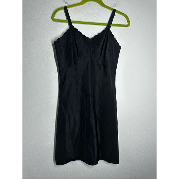 Barbizon Black Romantic Satine Embroidered Strap Cocktail Bohémien Dress Size 12 - Picture 1 of 14